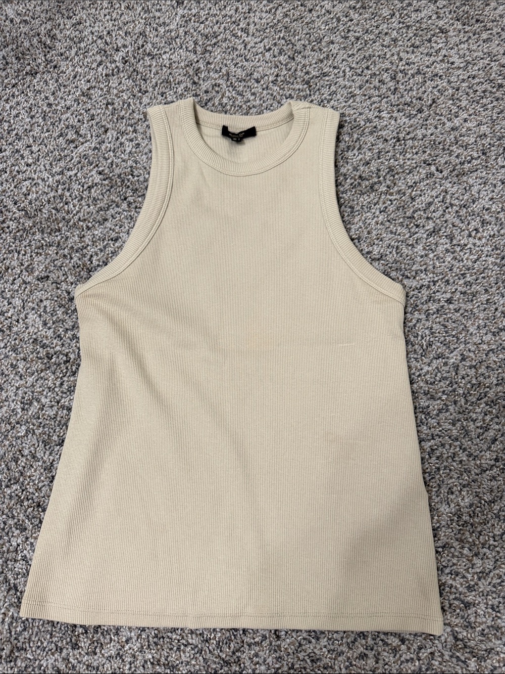 Massimo Dutti Large Sleeveless Ribbed Tank Top in Cream